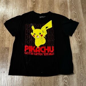Pokemon Black Tee with Yellow and Red Pikachu Design